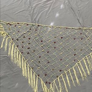 Elegant Beaded Fringe Shawl - Yellow and Red